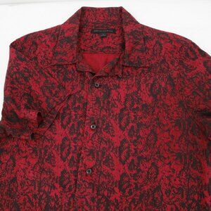 John varvatos shirt Mens medium shorts sleeve button up red black cotton modal